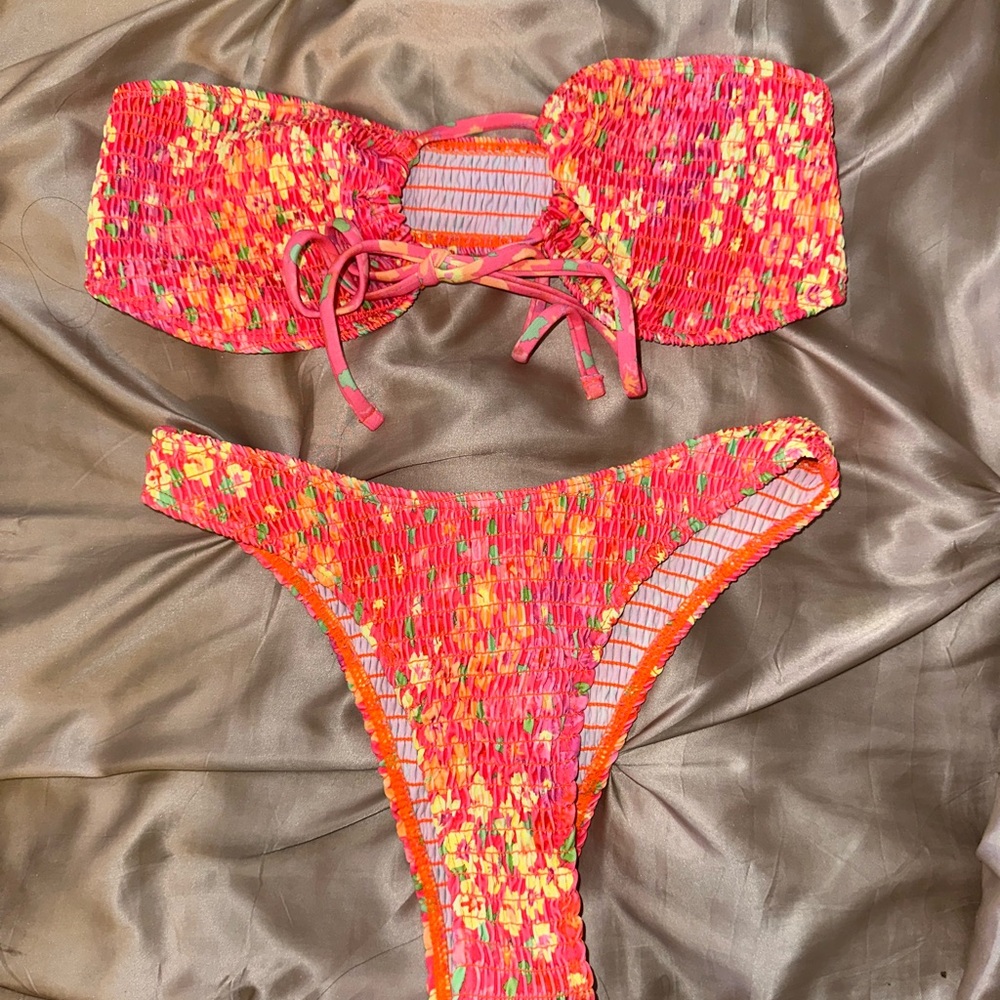 SHEIN Neon Floral Bikini Set